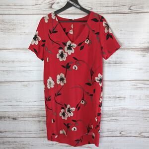 Next Short Sleeve Floral Red Dress Sz 10 New with Tags